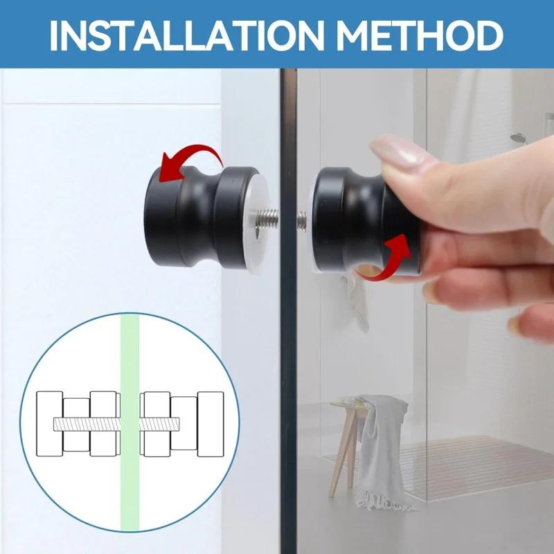 Glass Door Hinge - スタイリッシュなシャワーガラスドアハンドル、スライド式シャワードアノブ、浴室ガラスドア用両面プル金具交換部品