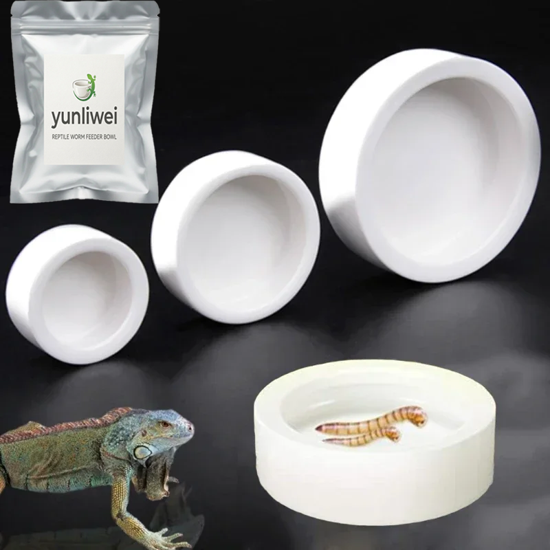 Water Dish Reptile - 爬虫類用フードボウル、逃げ防止セラミック製フィーダーディッシュ、ヤスガラガニ、ヒョウモリクガ、カメレオン、コーンスネーク用ウォーターボウル Yunliwei