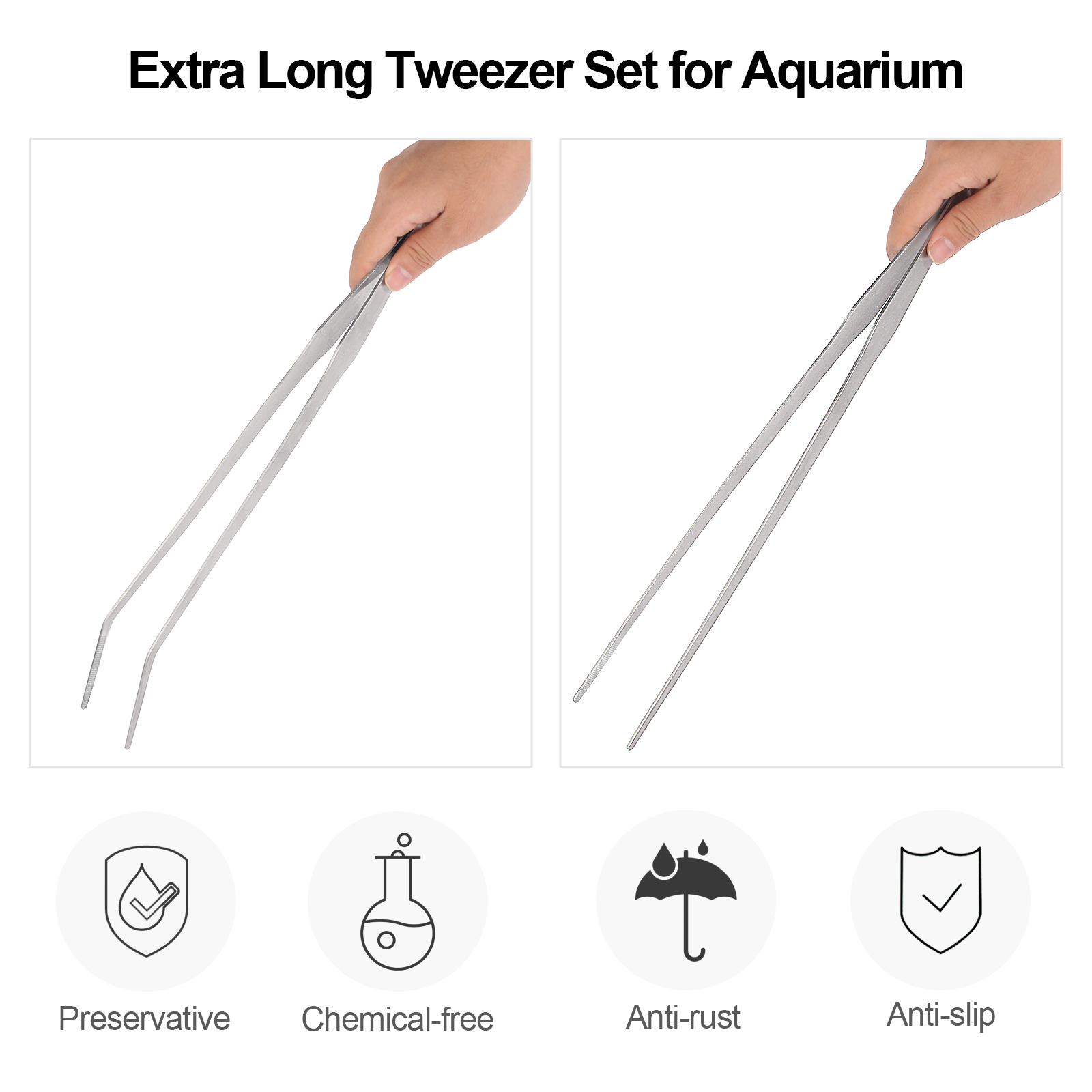 FEITA製、長めのステンレス製ピンセット。水槽用、水生植物 - Feeding Tong Stainless のレビューと価格