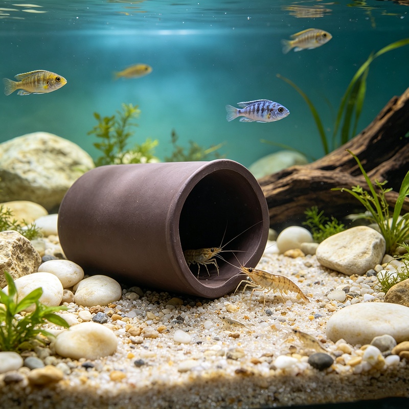 新しい水槽用洞窟、水槽内シェルター、セラミック製、エビの産卵 - Hide Cave Ceramic のレビューと価格