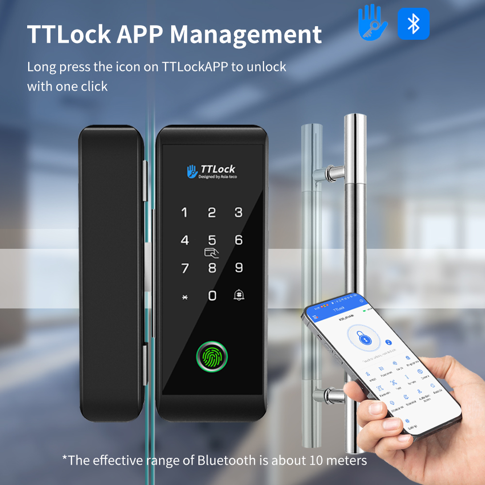 TTLOCK スマートガラスロック 指紋認証 13.56mh - Glass Door Hinge のレビューと価格